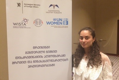 Natia Labadze, Georgian woman sailor attending training on gender-based discrimination