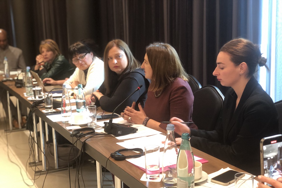 The head of the Women's Information Center, Maya-Elene Rusetskaya, spokes about the importance of the 2022-2024 National Action Plan of Georgia for the Implementation of the UN Security Council Resolutions on Women, Peace, and Security (NAP). Photo: UN Women