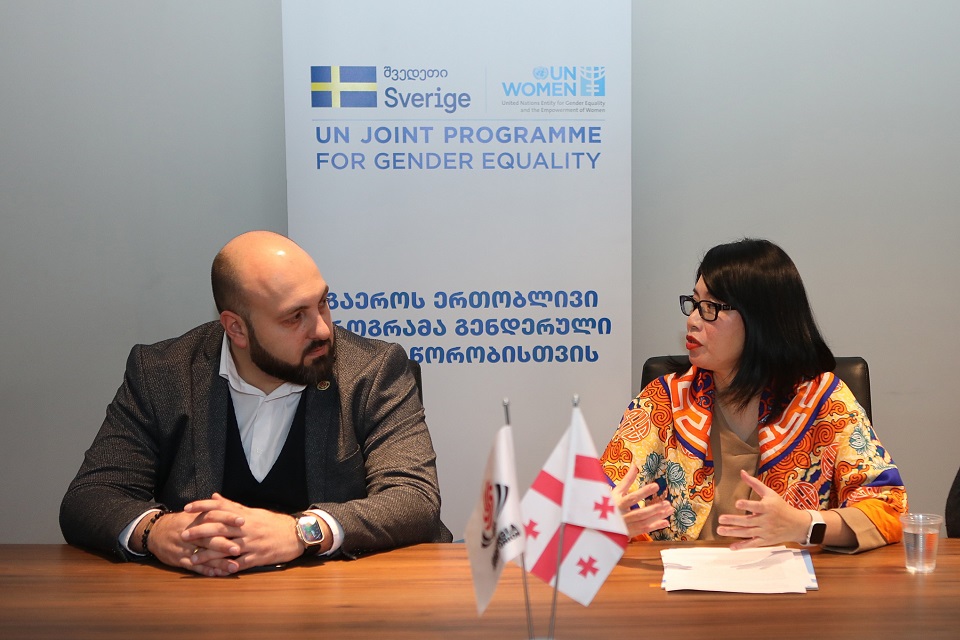 During a special press conference, Tornike Gogebashvili, the Executive Director of the Georgian Rugby Union, and Kaori Ishikawa, the Representative of the UN Women in Georgia, highlighted the importance of addressing sexual harassment in sports. Photo: The Georgian Rugby Union