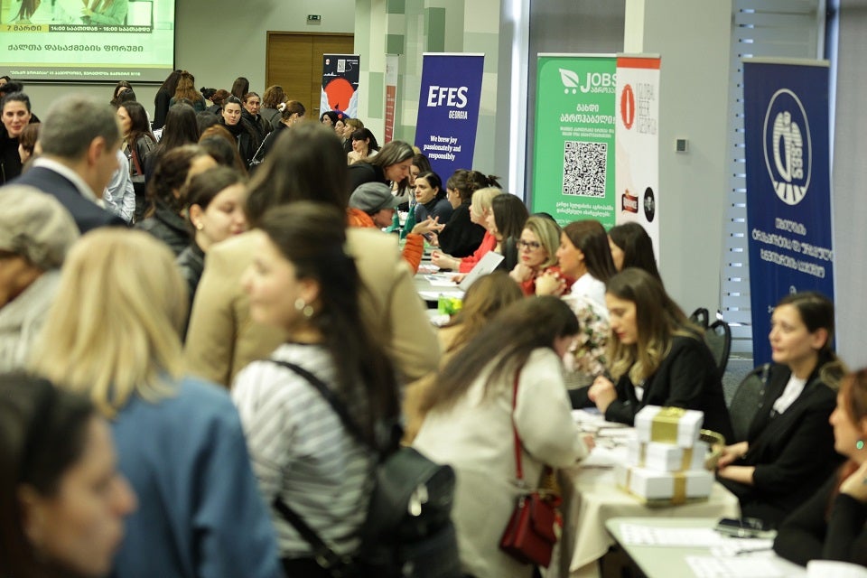 More than 40 private companies participated in the Women’s Employment Forum, which was held by the LEPL State Employment Support Agency of Georgia in partnership with UN Women. Photo: The LEPL State Employment Support Agency of Georgia