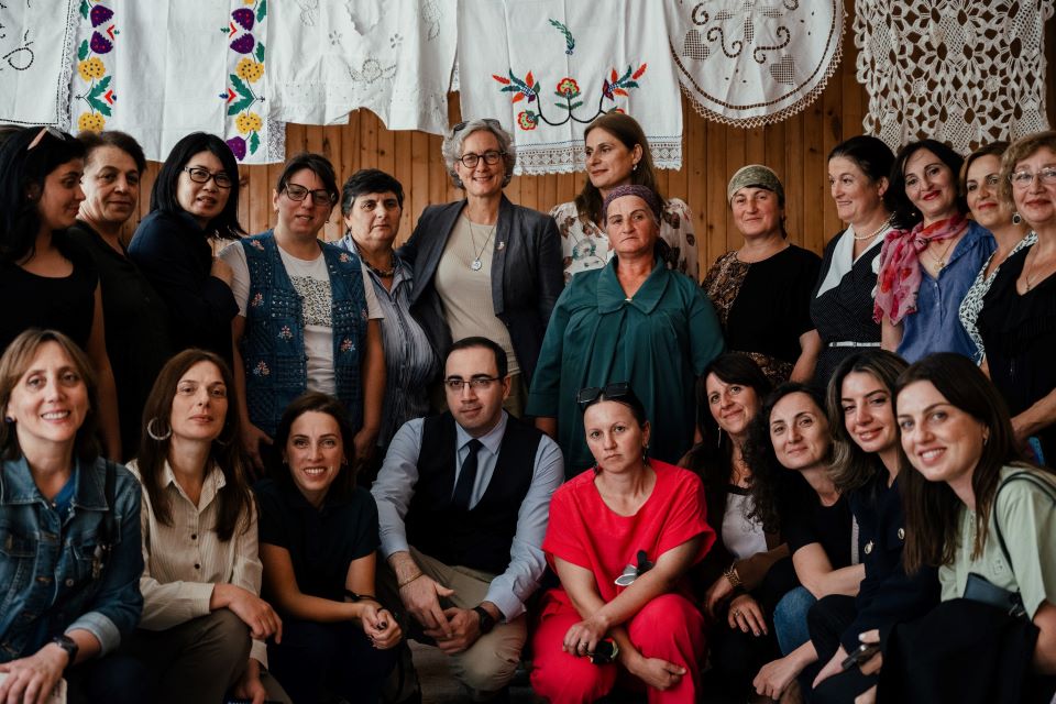 Meeting in Guria with local entrepreneurs and socially mobilized women. Photo: UN Women/Tako Robakidze