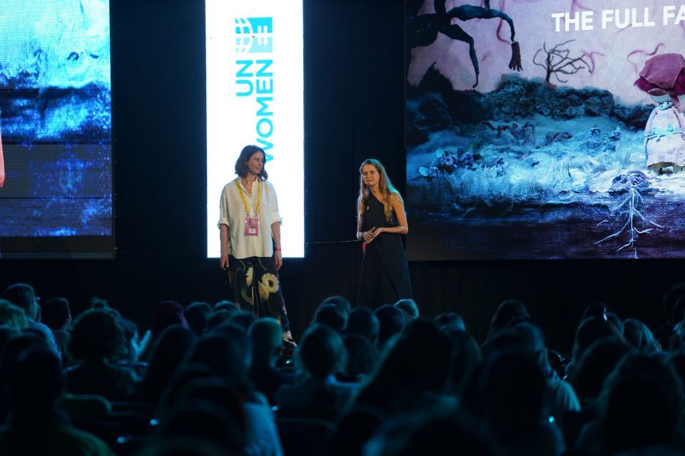 Henrietta Corley, Board Account Director at AMV BBDO; Tanja Grubner, Head of Marketing of the brand Essity share their experience to the creative industry leaders at Ad Black Sea. Photo: Ad Black Sea