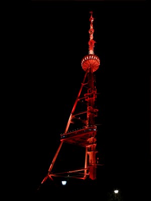 TV Tower of the capital city was lit up in orange