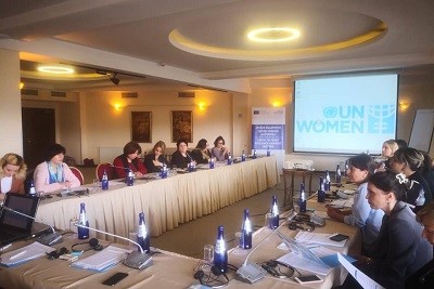 UN Women in partnership with the State Fund for Protection and Assistance of (statutory) Victims of Human Trafficking is conducting a training for crisis centers staff