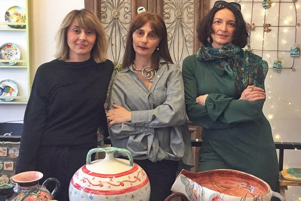 Founders of social enterprise Potteria, from left to right: Natia Kalmakhelidze, Natia Nozadze and Elizabeth Dimitriadi. Photo: Elizabeth Dimitriadi's personal archive