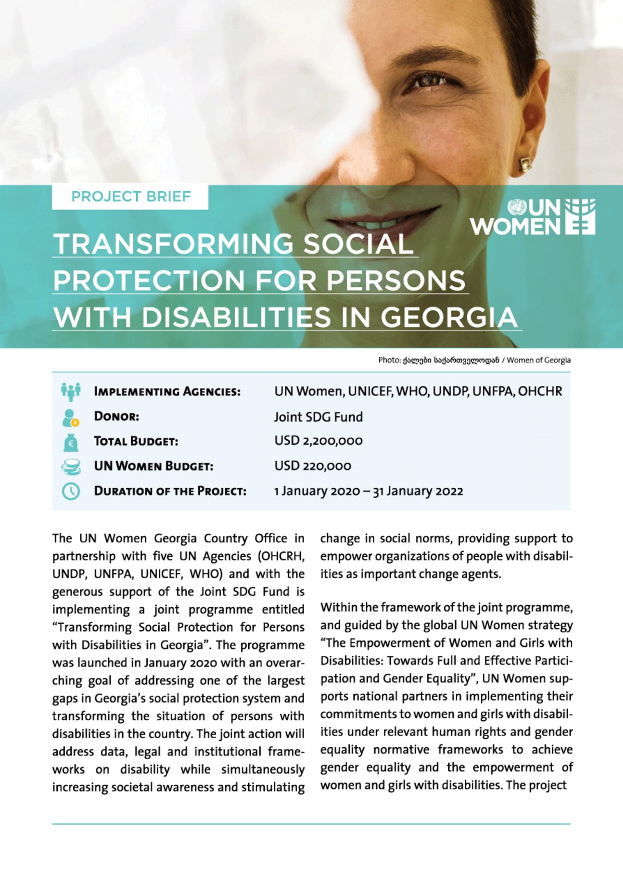 Transforming Social Protection for Persons with Disabilities in Georgia. Photo: UN Women