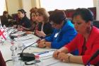 Representatives of central and local governments, NGOs, internally displaced and conflict-affected women discussing the Women, Peace an Security agenda implementation at the local level