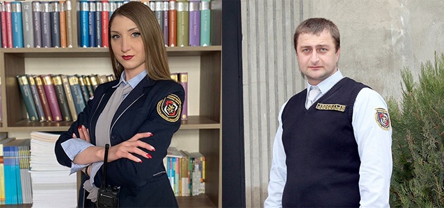 From left to right: Lia Micheladze, a 24-year-old resource officer and Zurab Kvinikadze, a 33-year-old resource officer. Photo: Office of Resource Officers of Educational Institutions